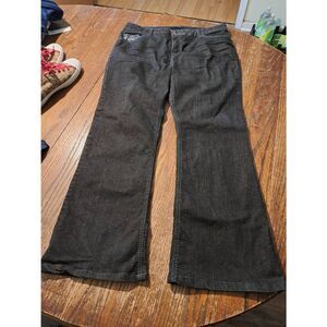 Beau Dawson Black Denim Jeans Womens Size 16 Silver Black Embellishments Bootcut